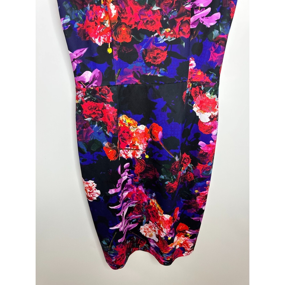 Betsey Johnson Floral Scuba Sheath Dress Size 12 Cap Sleeve Cocktail Romantic - Picture 5 of 12